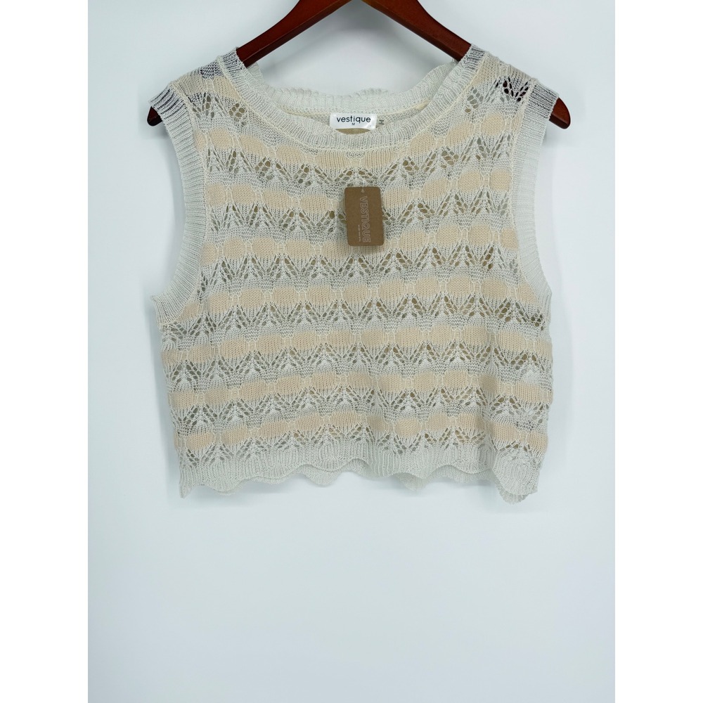 Vestique Womens Tank‎ Top Medium Boho Cottagecore Summer Knit Festival Coastal